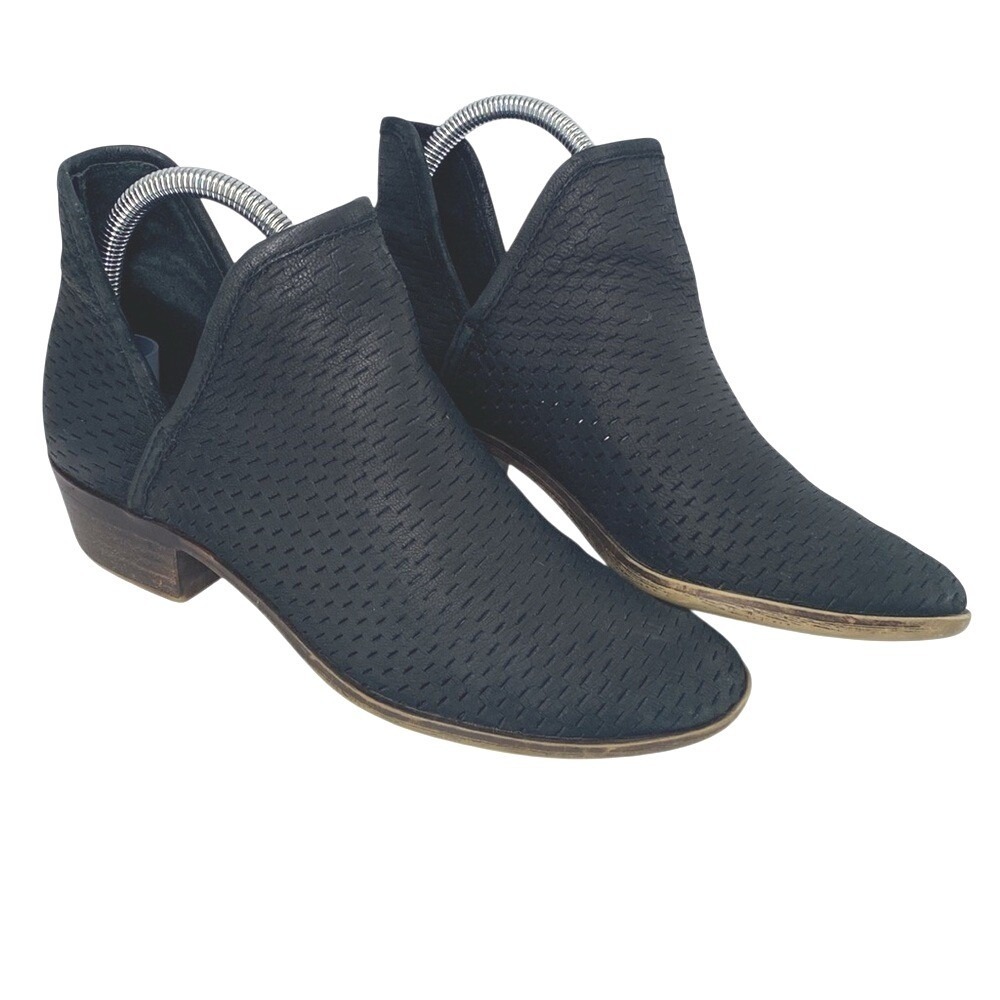 Lucky Brand Women's Baley Perforated Chop Out Booties Black Size 7.5